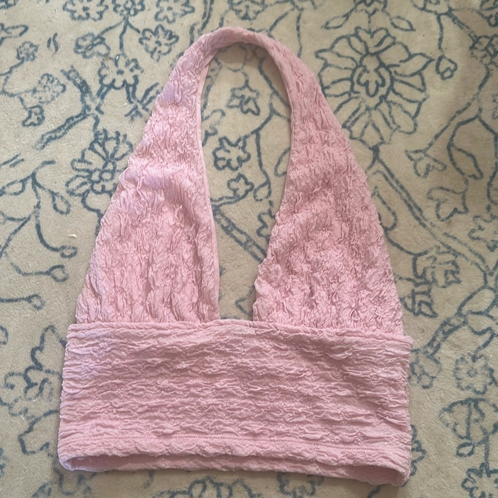 Pink halter crop top